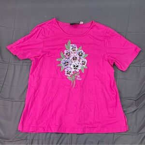 Pink T-Shirt with Floral Design